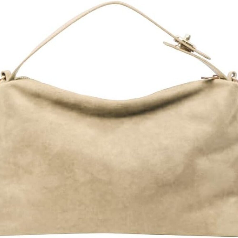 Suede Bag Slouchy Shoulder Bag for Women Crescent Satchel Crossbody Purse Brown